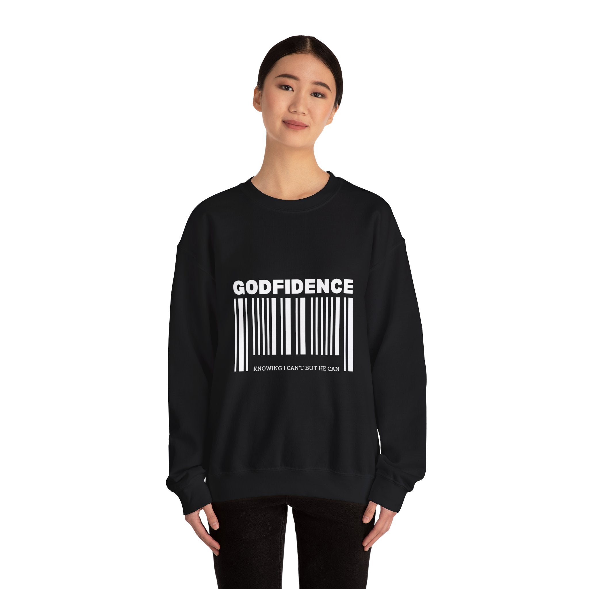 Godfidence Barcode Crewneck Sweatshirt — Inspirational Christian Graphic Sweatshirt