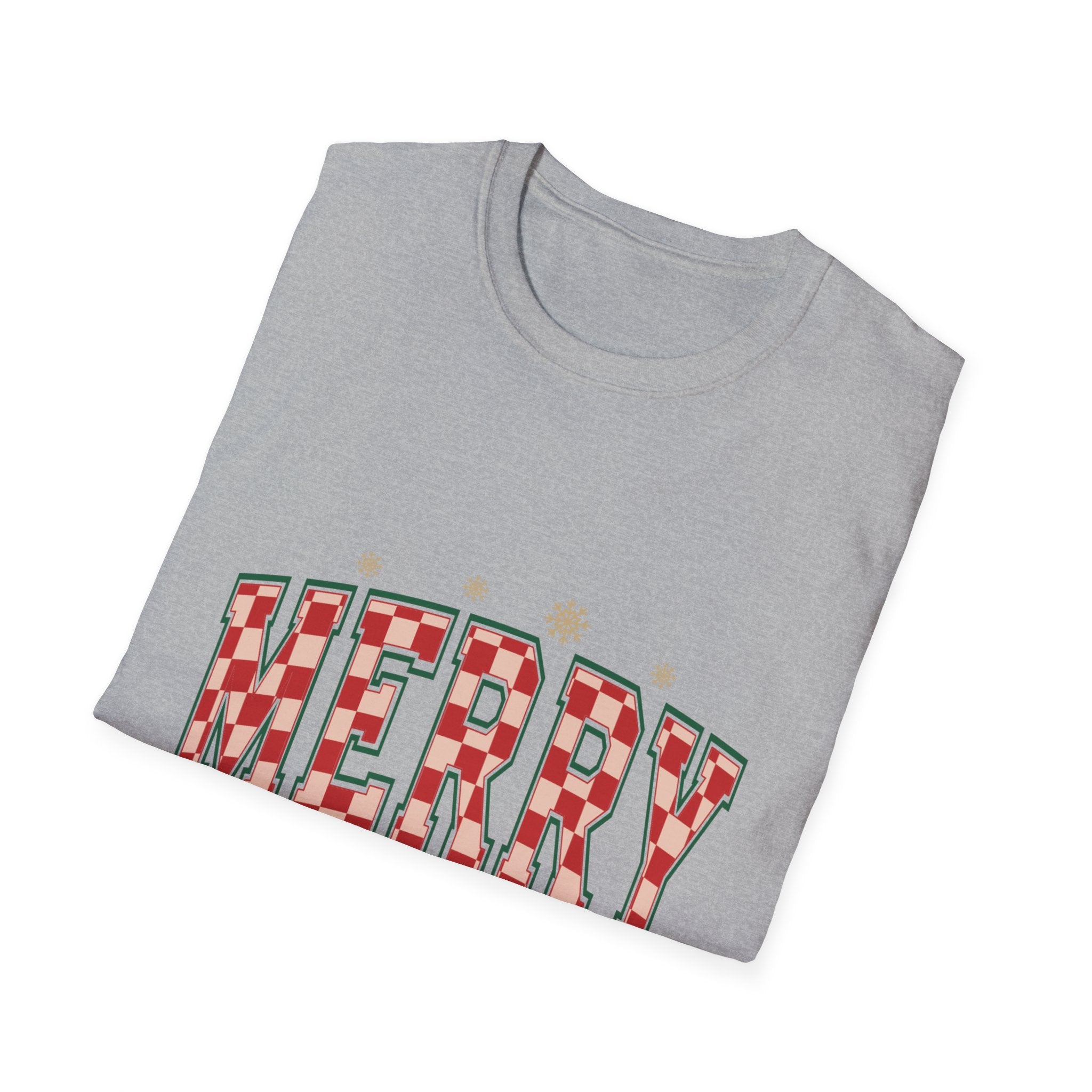 Merry Christmas Unisex Softstyle T-Shirt, Holiday Tee, Festive Apparel, Gifts for Him/Her, Christmas Party, Seasonal Wear
