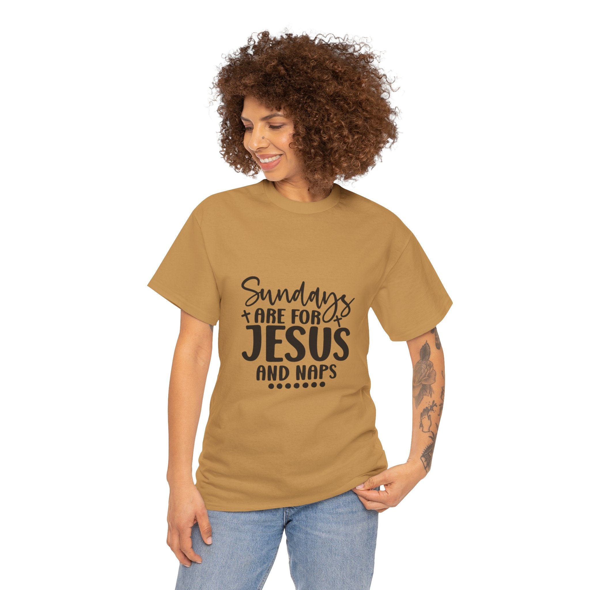 Jesus and Naps Tee, Funny Sunday T-Shirt, Christian Gift, Faith-Based Apparel, Relaxation Shirt, Unisex Cotton Top