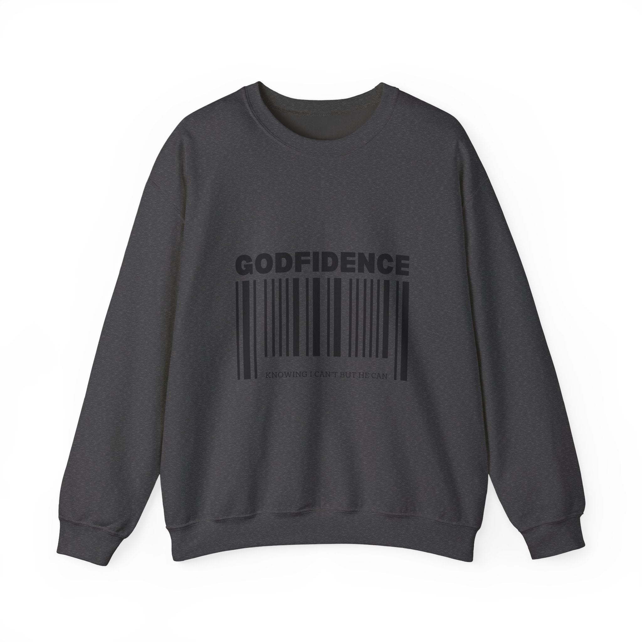 Crewneck Sweatshirt - GODFIDENCE Barcode Design (Faith-Based Graphic)