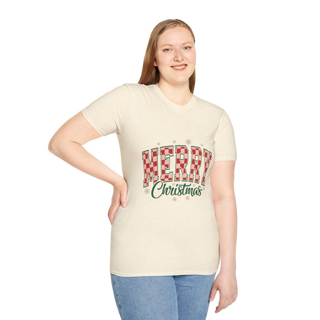 Merry Christmas Unisex Softstyle T-Shirt, Holiday Tee, Festive Apparel, Gifts for Him/Her, Christmas Party, Seasonal Wear