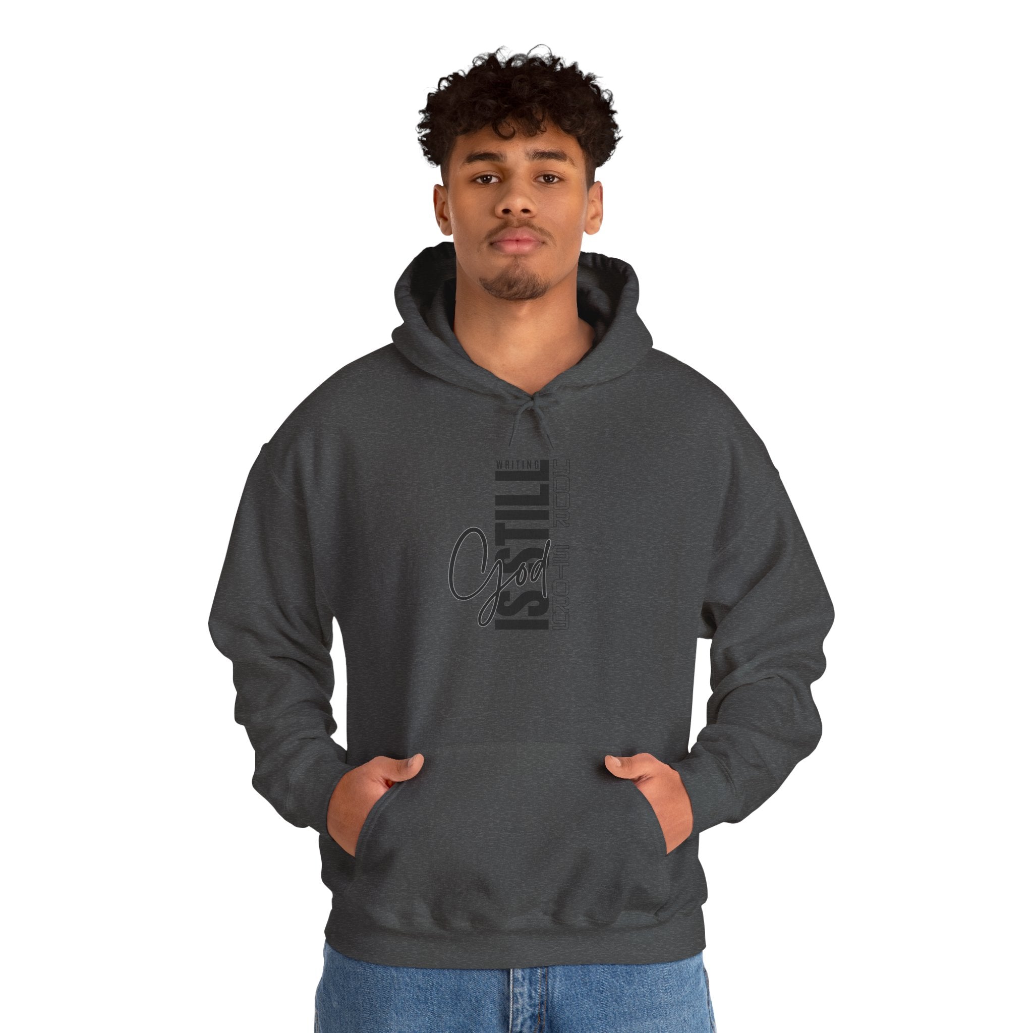 Hoodie - Vertical "Stillness" Script Graphic Pullover