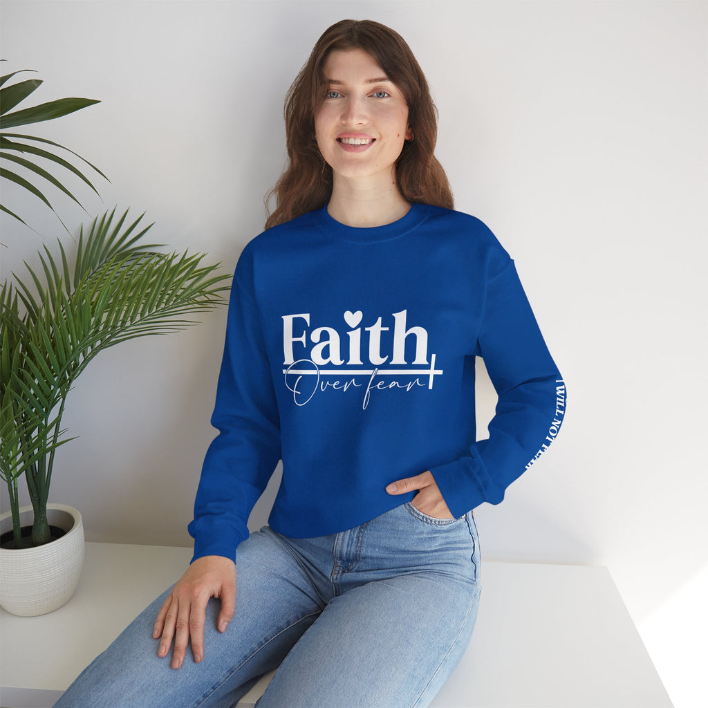 Faith Over Fear Sweatshirt, Inspirational Crewneck, Unisex Relaxed Fit, Motivational Gift, Spiritual Apparel, Faith-Based Fashion