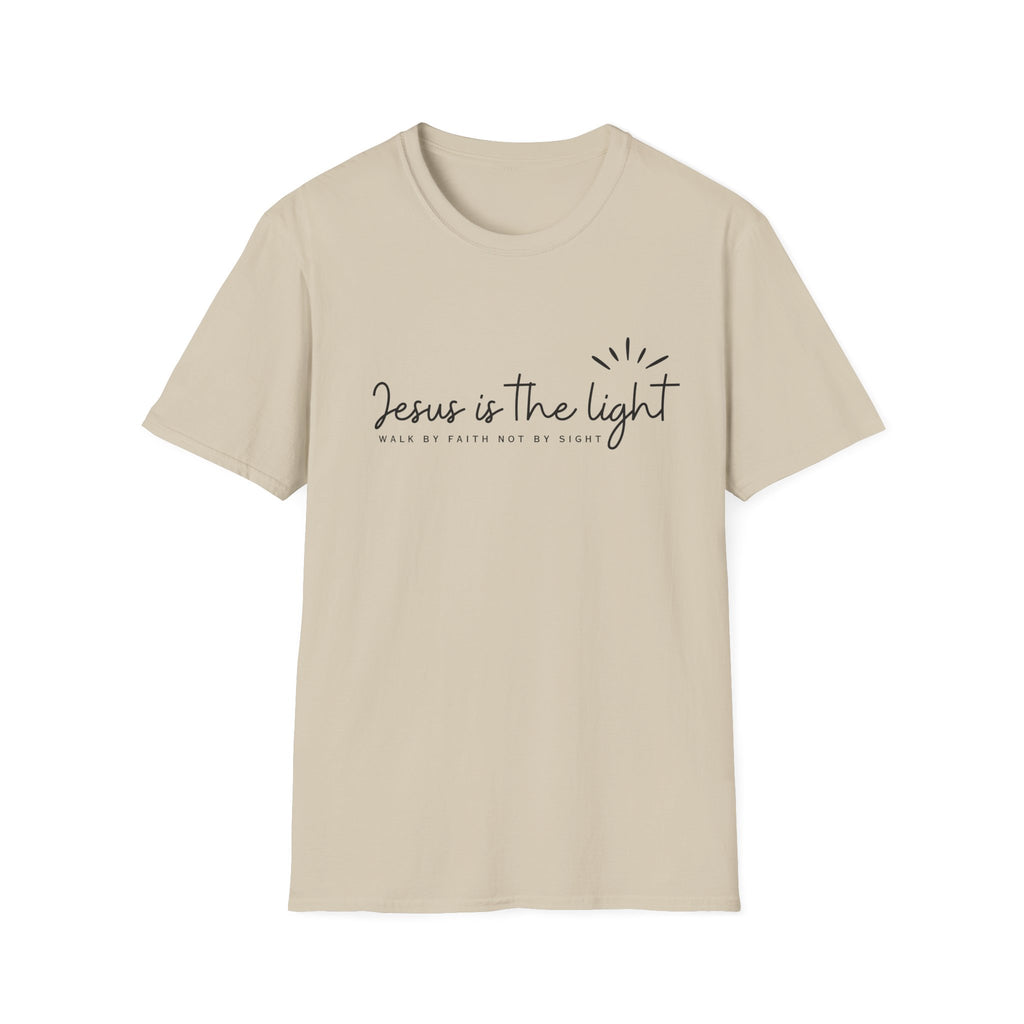 Inspirational T-Shirt: Jesus is the Light, Faith-Based Apparel, Christian T-Shirt, Meaningful Gift, Unisex Softstyle Tee