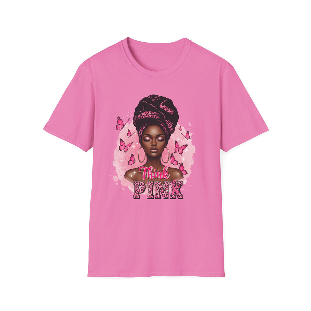 Think Pink Statement Tee - Celebrate You, and others  Butterfly Art, Fashion for All, Perfect Gift for Her,  Everyday Wear October Breast Cancer Awareness