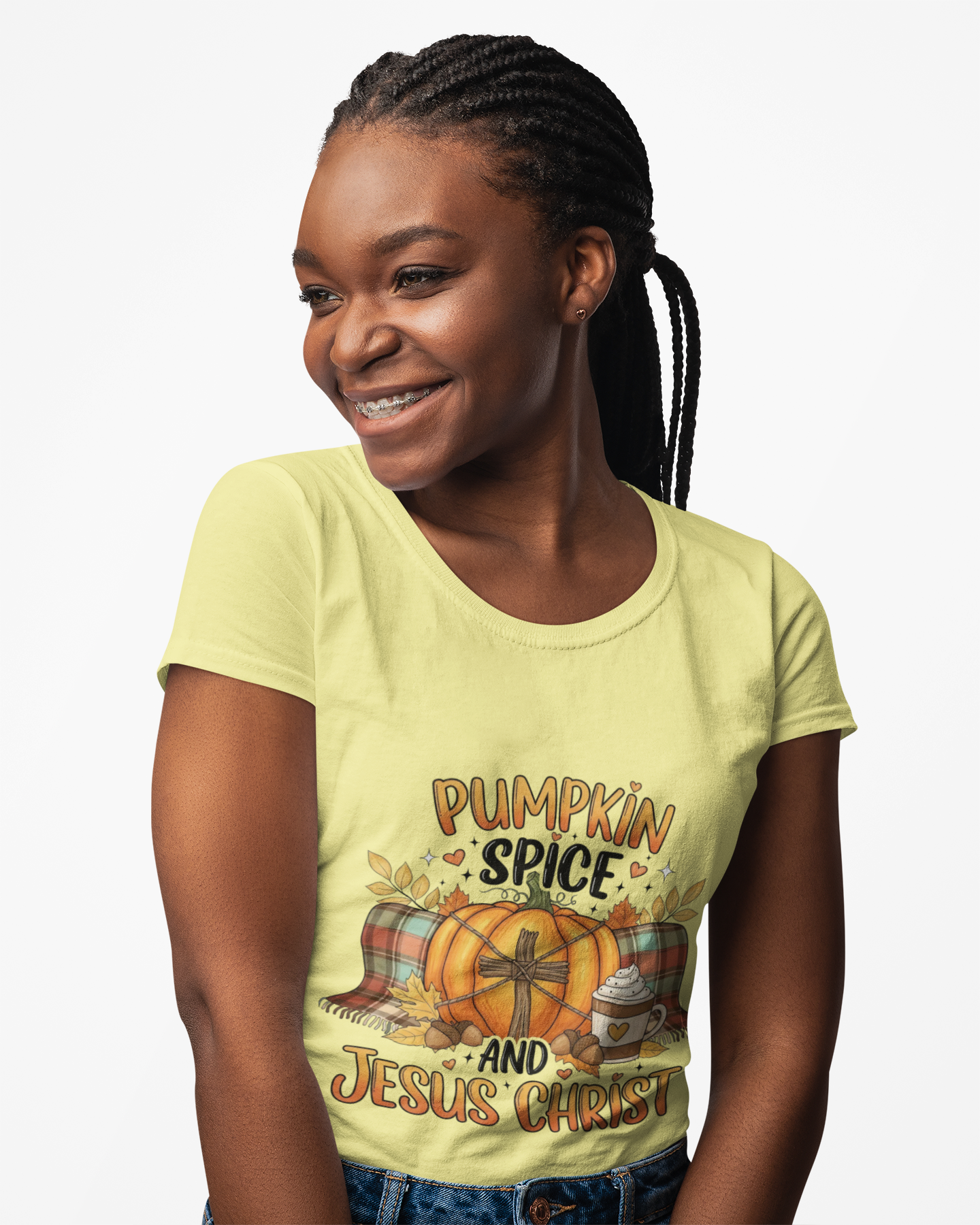 Fall-Themed T-Shirt for Jesus Lovers, Pumpkin Spice Tee, Christian Autumn Apparel, Cozy Gift for Thanksgiving, Fun Gospel Shirt