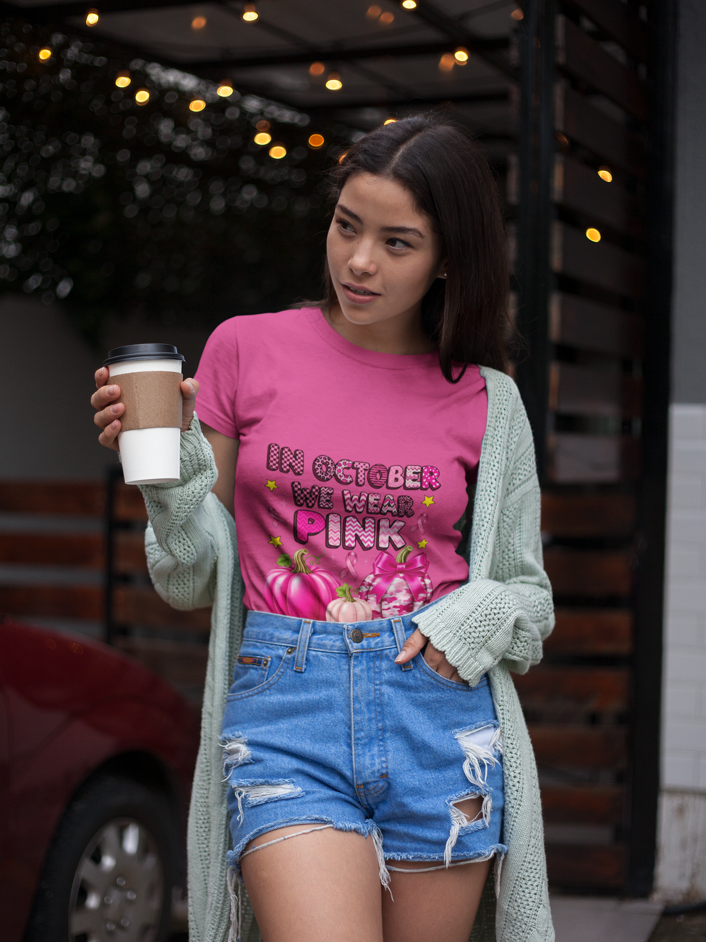 October Pink Awareness T-Shirt, Breast Cancer Awareness Shirt, Unisex Softstyle Tee, Gift for Supporters, Halloween Charity Shirt