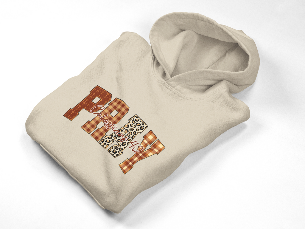 Plaid Pray Hoodie, Cozy Unisex Sweatshirt, Faith-Based Apparel, Perfect Gift for Holidays, Inspirational Clothing