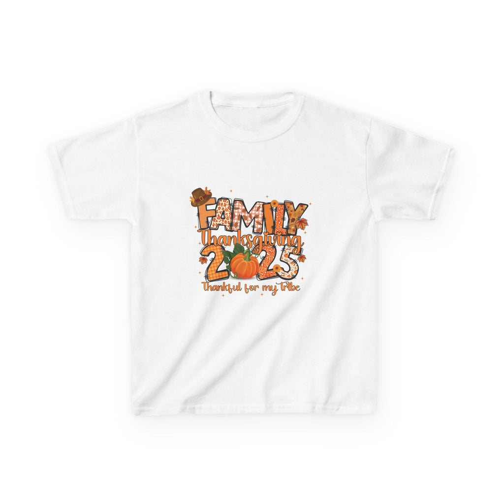 Thankful Family Gathering Kids Tee, Thanksgiving Shirt, Fall Holiday Apparel, Family Time T-Shirt, Autumn Celebration Outfit