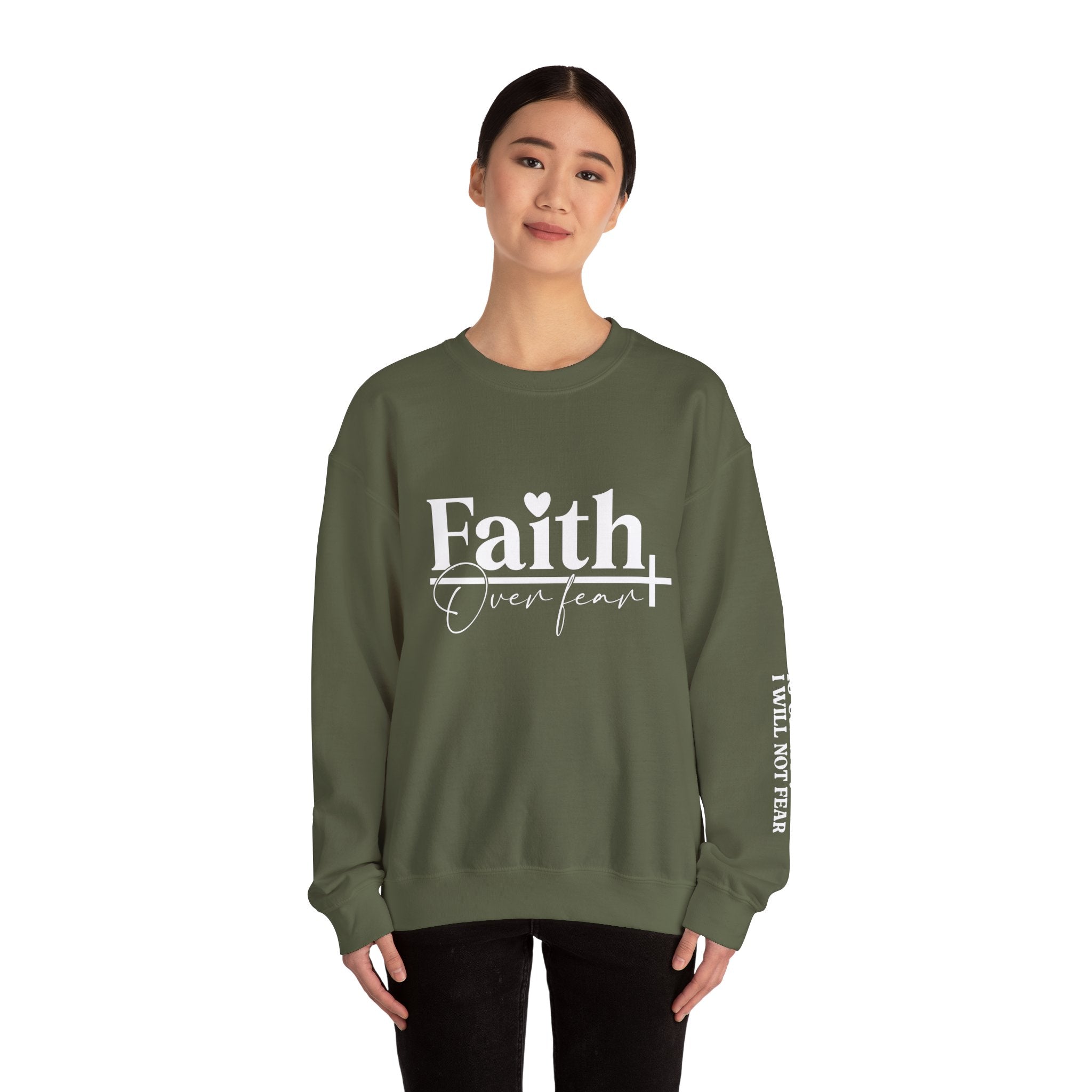 Faith Over Fear Sweatshirt, Inspirational Crewneck, Unisex Relaxed Fit, Motivational Gift, Spiritual Apparel, Faith-Based Fashion