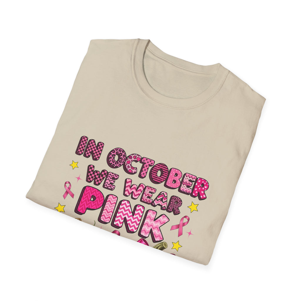October Pink Awareness T-Shirt, Breast Cancer Awareness Shirt, Unisex Softstyle Tee, Gift for Supporters, Halloween Charity Shirt