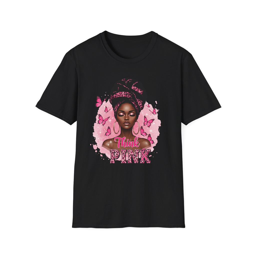 Think Pink Statement Tee - Celebrate You, and others  Butterfly Art, Fashion for All, Perfect Gift for Her,  Everyday Wear October Breast Cancer Awareness