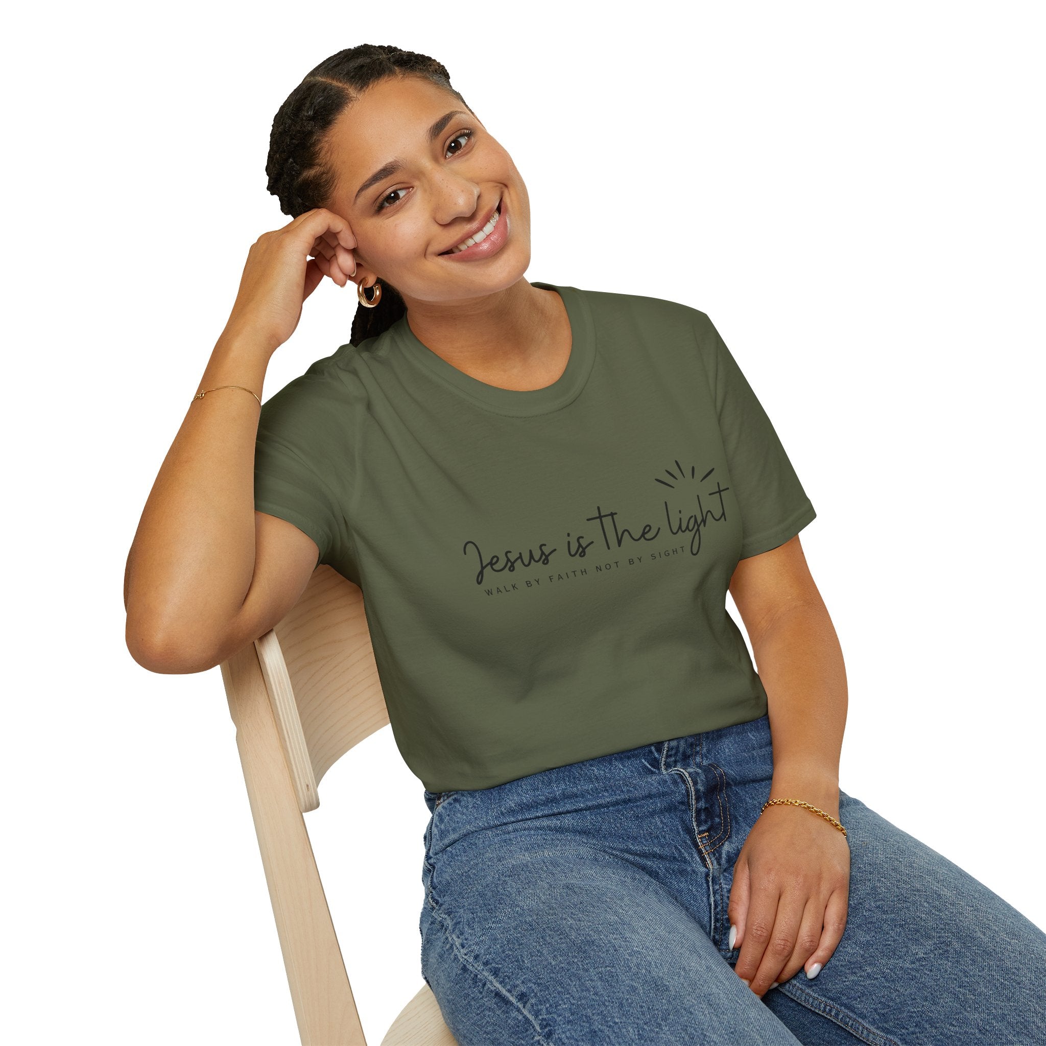 Inspirational T-Shirt: Jesus is the Light, Faith-Based Apparel, Christian T-Shirt, Meaningful Gift, Unisex Softstyle Tee