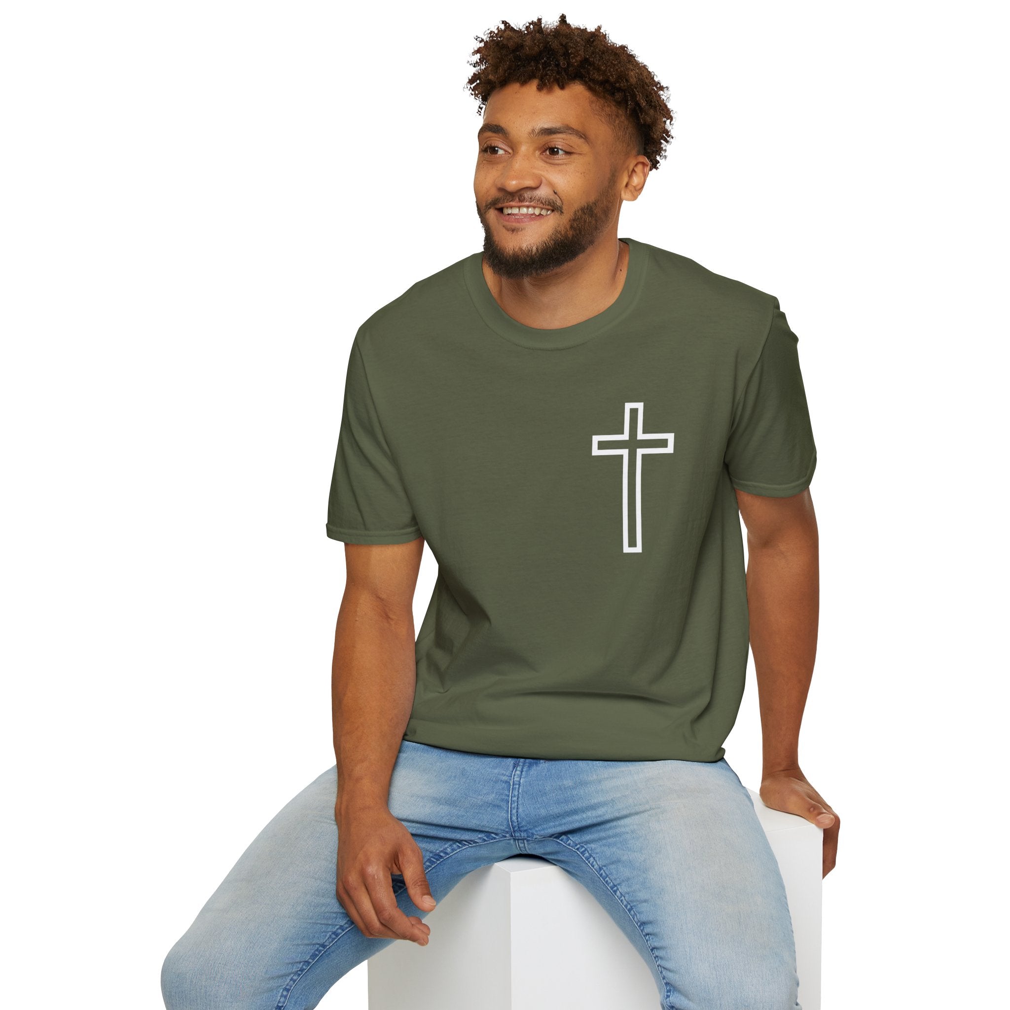 Christian Cross T-Shirt — 'Man of God' Lion Graphic Tee (Husband, Dad, Protector)