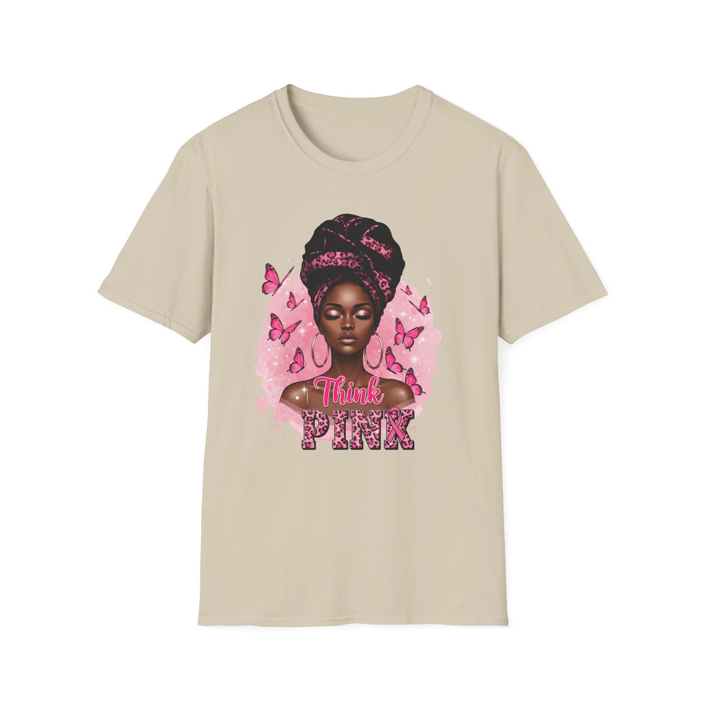 Think Pink Statement Tee - Celebrate You, and others  Butterfly Art, Fashion for All, Perfect Gift for Her,  Everyday Wear October Breast Cancer Awareness