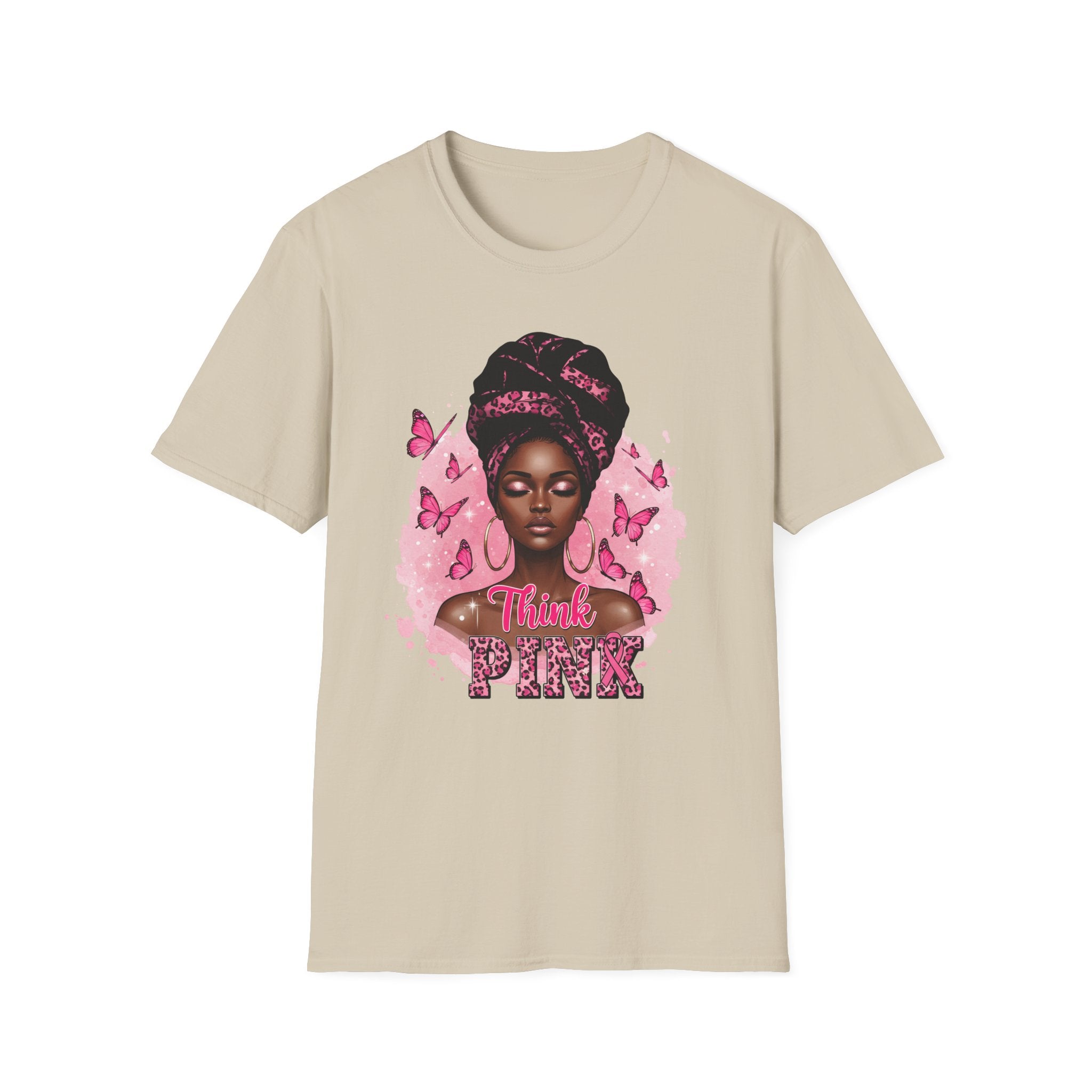 Think Pink Statement Tee - Celebrate You, and others  Butterfly Art, Fashion for All, Perfect Gift for Her,  Everyday Wear October Breast Cancer Awareness