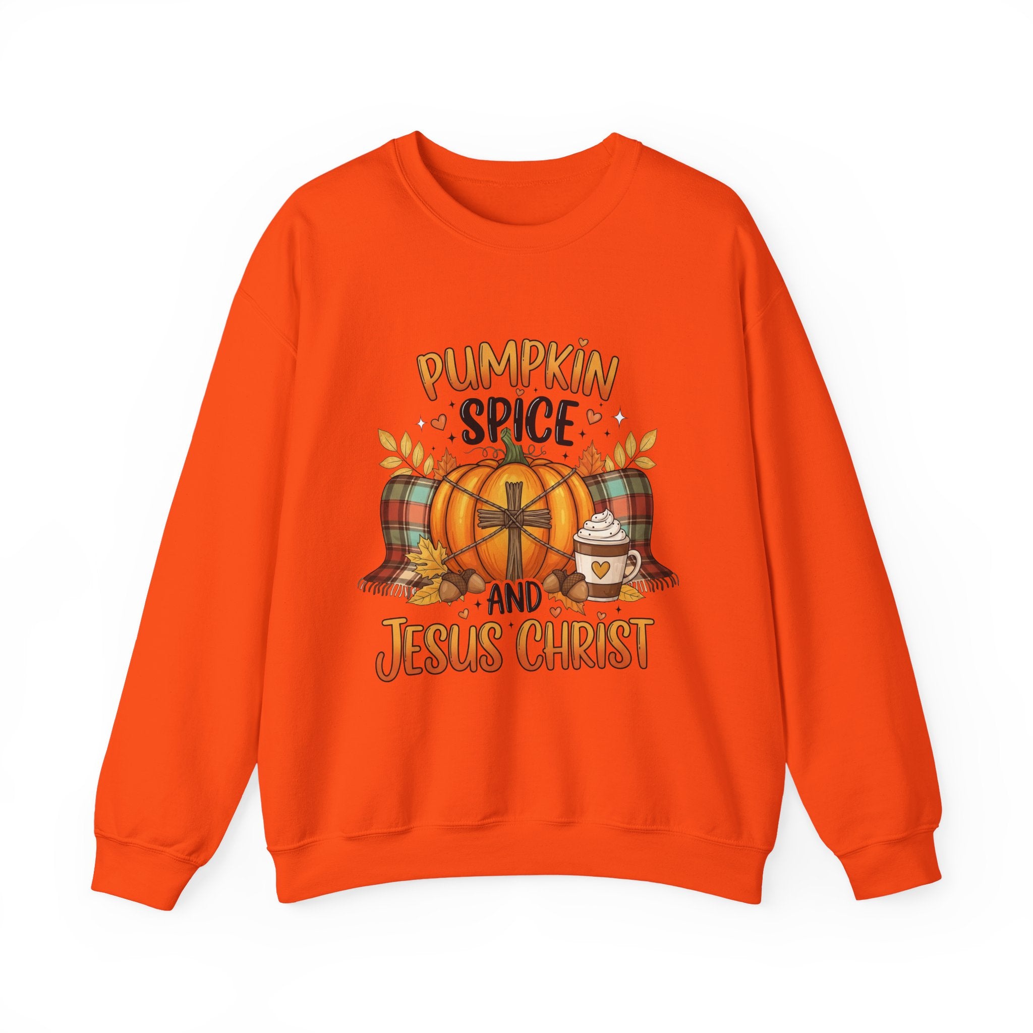 Cozy Pumpkin Spice Crewneck Sweatshirt, Fall Apparel, Christian Sweatshirt, Relaxed Style, Autumn Gift