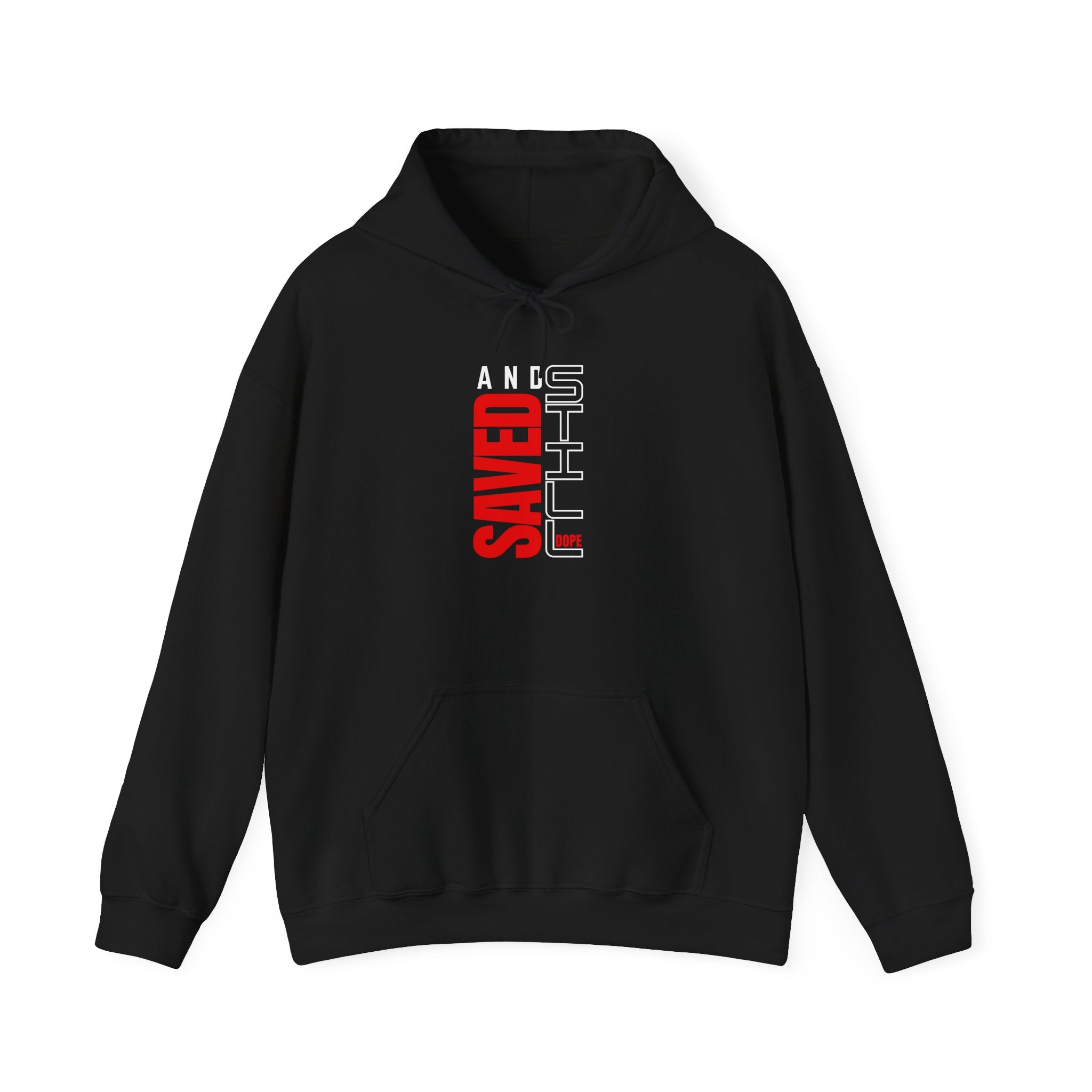 Saved By Grace Hoodie — Vertical 'Saved' Christian Faith Pullover