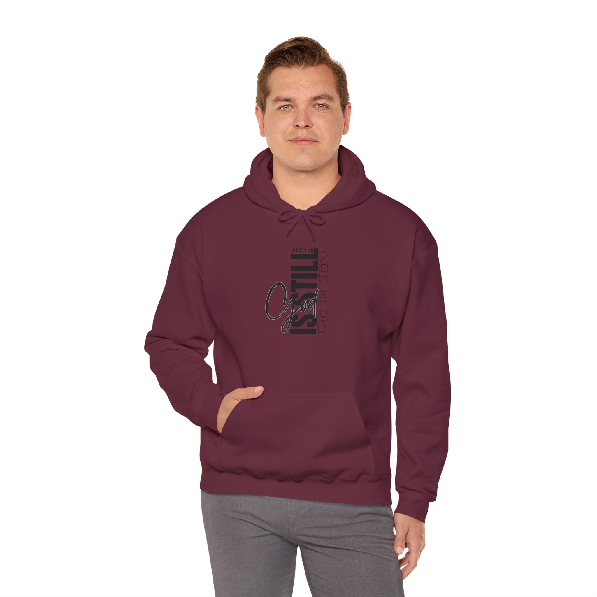 Hoodie - Vertical "Stillness" Script Graphic Pullover