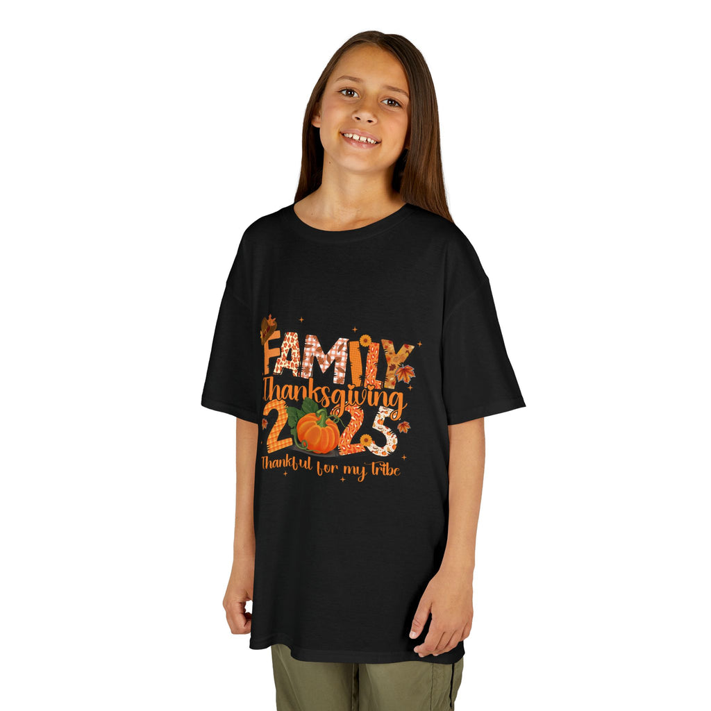 Thankful Family Gathering Kids Tee, Thanksgiving Shirt, Fall Holiday Apparel, Family Time T-Shirt, Autumn Celebration Outfit
