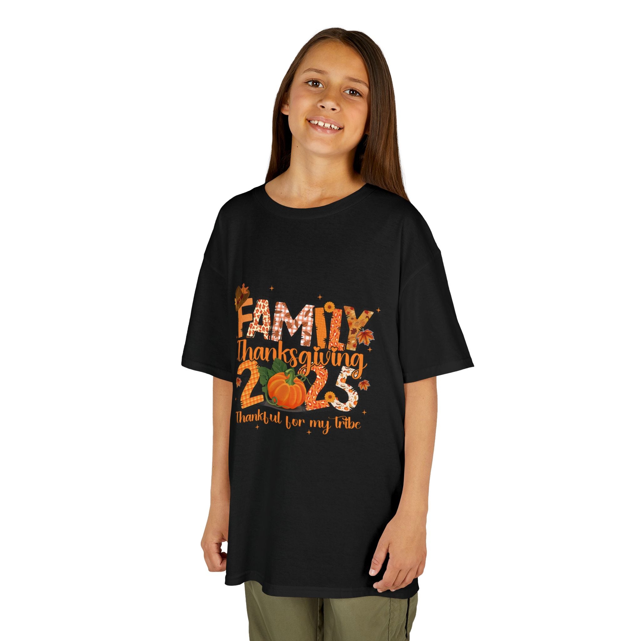 Thankful Family Gathering Kids Tee, Thanksgiving Shirt, Fall Holiday Apparel, Family Time T-Shirt, Autumn Celebration Outfit