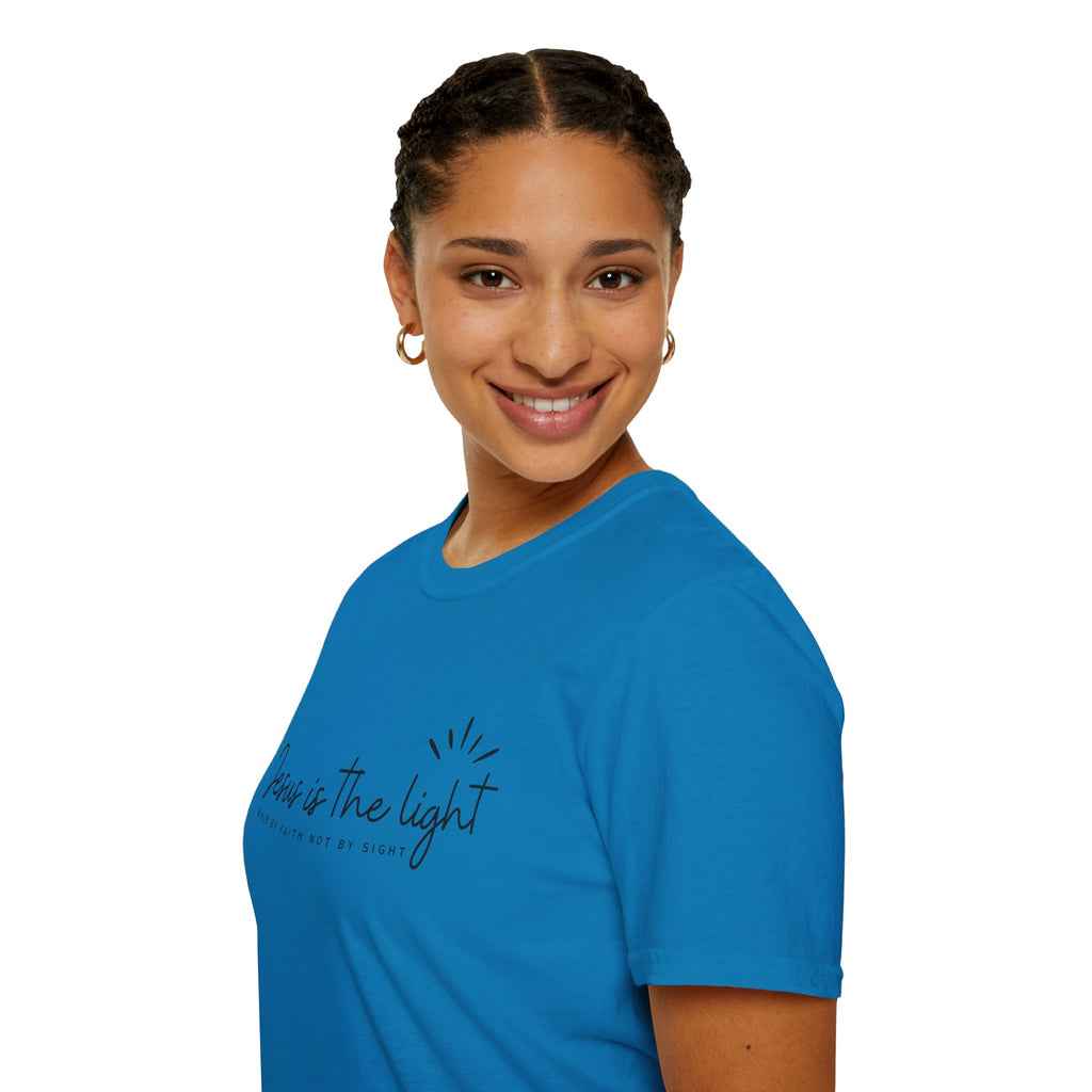 Inspirational T-Shirt: Jesus is the Light, Faith-Based Apparel, Christian T-Shirt, Meaningful Gift, Unisex Softstyle Tee