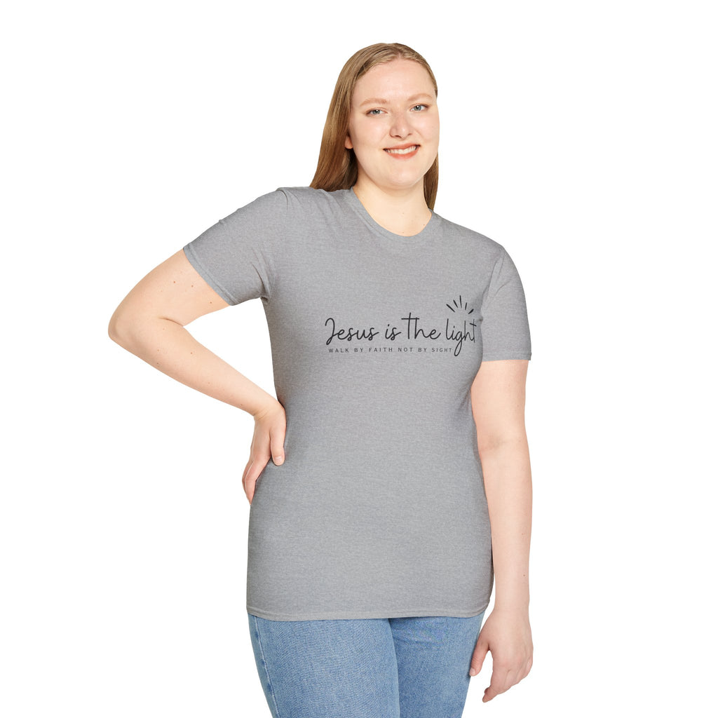 Inspirational T-Shirt: Jesus is the Light, Faith-Based Apparel, Christian T-Shirt, Meaningful Gift, Unisex Softstyle Tee